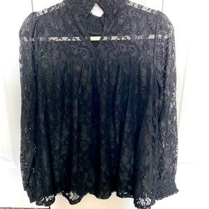 Black lace long sleeve high neck small